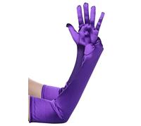 BABEYOND Gant de Soirée Femme en Satin - Mariage et Accessoire de Robe - Style Classique pour Mariage et Soirée - Taille Élastique (Violet)