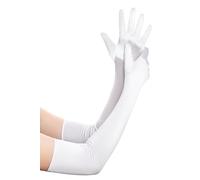 BABEYOND Gant de Soirée Femme Gant Long Satin Gant Mariage Satin Accessoire de Robe Année 1920 Style Classique pour Mariage Soirée Opéra Taille Élastique 52/54cm (Lisse Blanc 52cm)