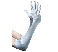 BABEYOND Gant de Soirée Long Satin pour Femme - Accessoire de Robe Année 1920 Style Classique pour Mariage, Soirée, Opéra - Taille Élastique 52/54cm (Lisse Argenté 52cm)