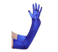 BABEYOND Gants Longs en Satin-Gants de Soirée Opéra des Années 20 Longueur des Coudes Extensibles Classique pour Mariage Soirée Opéra Bleu 55CM