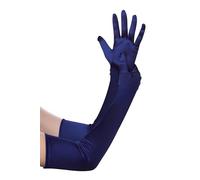 BABEYOND Gants Longs en Satin-Gants de Soirée Opéra des Années 20 Longueur des Coudes Extensibles Classique pour Mariage Soirée Opéra Bleu Foncé 55CM