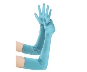 BABEYOND Gants Longs en Satin-Gants de Soirée Opéra des Années 20 Longueur des Coudes Extensibles Classique pour Mariage Soirée Opéra Bleu Ciel 55CM
