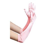 BABEYOND Gants pour femme, satin, classique, pour fête, Audrey Hepburn, style années 1920, élastique, taille adulte, du coude au poignet, rose clair, 55cm