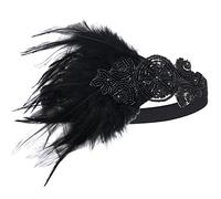 BABEYOND Gatsby Bandeau Cristal 1920s Plume Flapper Accessoires Charleston Année 20 Vintage Partie à Thème Noir