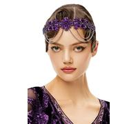 BABEYOND Gatsby Flapper Bandeau pour femme style années 1920 avec strass et strass Violet
