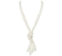 BABEYOND Gatsby - Long collier de perles nœud - Style années 1920 - Accessoire - Collier avec perles artificielles, Gatsby blanc