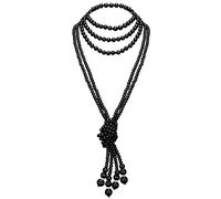 BABEYOND Gatsby Long collier de perles style années 1920 avec perles d'imitation (124,5 cm x 2 + 150 cm x 1/noir)