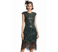 BABEYOND Great Gatsby Robe à Franges et perlée, Style 1920, Taille L