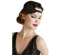 BABEYOND Headband Gatsby Bandeau Cristal 1920s Bandeau Plume Gatsby Flapper Accessoires Charleston Bandeau Vintage Noir