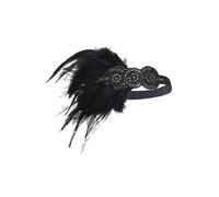 BABEYOND Headband Gatsby Cryst scénique "Plume" Flapper Charleston Vintage Noir