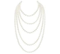 BABEYOND Long collier en perles d'imitation tendance de style Collier Long de fausses perles pour Mariage Fiançailles 140 cm Blanc 2
