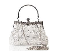 BABEYOND Pochette à perles Gatsby des années 1920 - Accessoires de costume Gatsby, Blanc, One Size, Minimal