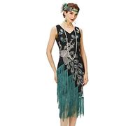 BABEYOND Robe à Franges et à Motif de Paon à Sequins de Style rétro années 1920, Gatsby Le Magnifique