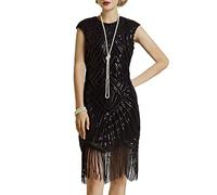 BABEYOND Robe à Paillettes pour Femme, Style années 1920, col Rond, inspirée de Gatsby Le Gatsby, Noir, XXL