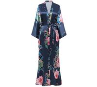 BABEYOND Robe de Chambre Femme Peignoir de bain Femme Kimono Femme Cardigan Longue Robe Florale Fête pyjama Bleue