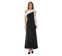 BABEYOND Robe de cocktail longue pour femme - Avec nœud - Élégante - Robe de soirée sexy moulante - Pour fête, mariage, Noir , L