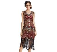 BABEYOND Robe de Flapper 1920s Robe de Soirée pour Femme Doré Bordeaux XXL
