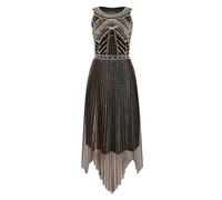 BABEYOND Robe garçonne des années 1920 - Style Gatsby - Style années 20 - Art déco - Pour fête à thème Gatsby - Noir et doré, BlackGold., 42