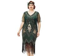 BABEYOND Robe Gatsby Le Magnifique pour Femme - Robe de Cocktail années 1920 - Vert foncé