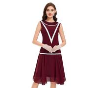 BABEYOND Robe pour Femme inspirée des années 1920, Style garçonne, Taille Basse, sans Manches, en Mousseline de Soie, Rouge vin, Taille M