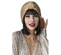 BABEYOND Women's Turban Hat with Crystal Vintage Head Wrap Knit Pleated Turban Gold