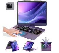 BABG Étui avec clavier pour iPad Air 13" (M3/M2) et iPad Pro 13, iPad Pro 12,9 (6e/5e/4e/3e générations) avec clavier, rotation à 360°, pavé, rétroéclairé, recharge crayon, violet nuit