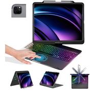 BABG Étui avec clavier pour iPad Air 13" (M3/M2) et iPad Pro 13, iPad Pro 12,9 (6e/5e/4e/3e générations) avec clavier, rotation à 360°, pavé, rétroéclairé, charge crayon (noir)