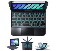 BABG Étui avec clavier pour iPad mini 7 (8,3"), pavé tactile, rotation à 360°, rétroéclairage 7 couleurs, grande batterie, clavier sans fil pour iPad mini 7e/6e génération - Noir