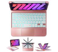 BABG Étui avec clavier pour iPad mini 7 A17 Pro (2024) 8,3", rotation à 360° et clavier rabattable à 180° pour iPad mini 7e/6e génération, pavé tactile, rétroéclairage 7 couleurs, grande batterie