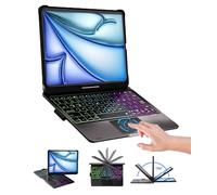 BABG Étui avec clavier tactile pour iPad Air 11 (M3, M2)/iPad Pro 11" (1ère/2e/3e/4e génération) et iPad Air 5e/Air 4e génération, pivotant à 360°, 7 modes d'utilisation, rétroéclairage arc-en-ciel