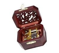 BABIBAOBEI Boîte à musique miniature antique à remonter avec mécanisme joue des mélodies classiques en bois sculpté Décoration musicale à remonter