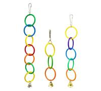 BABIBAOBEI Cloches à suspendre pour cage à oiseaux - Anneaux colorés - Jouet à mâcher pour perroquets - Favorise la santé du bec et l'enrichissement mental - Perchoir avec des matériaux sûrs