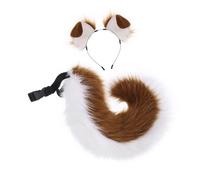 BABIBAOBEI Costumes pour Chien avec Oreilles de Chien, Serre-tête, Queue de Chien, Fausses Fourrures, Oreilles d'Animal, Serre-tête pour Noël, Halloween, Cosplay, Cadeaux, Fausses Fourrures, marron