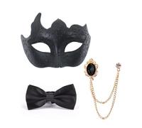 BABIBAOBEI Ensemble de boules élégantes avec nœud papillon et chaîne de broche pour Halloween, événements théâtraux et fonctions sociales Accessoires de fête élégants, Noir , taille unique