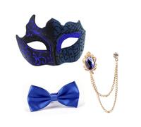 BABIBAOBEI Ensemble de boules élégantes avec nœud papillon et chaîne de broche pour Halloween, événements théâtraux et fonctions sociales Accessoires de fête élégants, bleu, taille unique