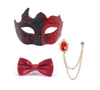 BABIBAOBEI Ensemble de boules élégantes avec nœud papillon et chaîne de broche pour Halloween, événements théâtraux et fonctions sociales Accessoires de fête élégants, Rouge, taille unique