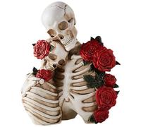 BABIBAOBEI Figurines créatives en forme de tête de mort pour Halloween, décoration de la maison, statue squelette humoristique, sculptures en résine faites à la main, décorations d'Halloween élégantes