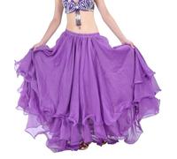 BABIBAOBEI Jupe de danse orientale professionnelle triple couche en mousseline de soie avec ourlets évasés en polyester respirant pour compétition Jupe de danse orientale, G, A