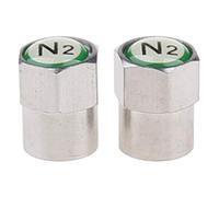 BABIBAOBEI Lot de 2 TPMS chromés pour voiture, bouchon de tige N2, insert de pneu à l'azote, outil d'activation du capteur de pression des pneus