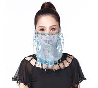 BABIBAOBEI Masque en maille respirante avec décorations scintillantes pour célébrations de mouvement, costumes, affichages artistiques, voile respirant