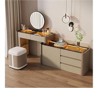 babiclothes Glass Top Vanity Desk with Mirror and Lights，Extendable Dressing Table with Drawers ，Vanity Set with Chair，Suitable for Bedroom, Living Room, Study(White,100 * 40 * 76cm)