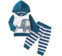 Babicolor Baby Junge Kleidung Ensemble Kinder Kleidung Jungen Sweats Hoodies + Lange Tuyaux 2 STÜCKE OUTFITS SET KLEINKIND BABY JUNGEN OUTFIT (Blue,3T)