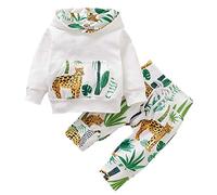 BABICOLOR Clothes Set for Baby Boy Kids Clothing Fashion Hoodies+Long Pants 2PCS Outfits Set Toddler Baby Boys Outfit (White,3T)
