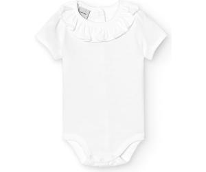 BABIDU Body Cuello Volante Manga Corta Fusel, Blanc, 3 Mois Mixte bébé