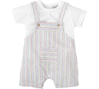 BABIDU Conjunto Bebé Con Peto Corto Y Camiseta, Estampado Rayas Multicolor Ensemble Salopette, Unique, 3 Mois Mixte bébé