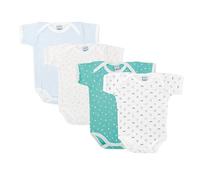 BABIDU | Lot de 4 Bodies Bébé Manches Courtes - 100% Coton, Doux et Respirant - Body Mixte Garçon et Fille, Idéal pour le Quotidien, Fabriqué en Europe