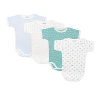 BABIDU | Lot de 4 Bodies Bébé Manches Courtes Encolure Américaine - 100% Coton, Doux et Respirant - Mixte Garçon et Fille, Facile à Enfiler, Fabriqué en Europe