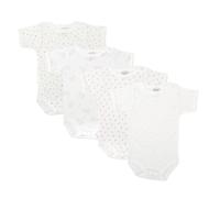 BABIDU | Lot de 4 Bodies Bébé Manches Courtes Encolure Américaine - 100% Coton, Doux et Respirant - Mixte Garçon et Fille, Facile à Enfiler, Fabriqué en Europe