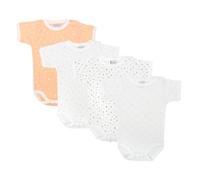 BABIDU | Lot de 4 Bodies Bébé Manches Courtes Encolure Américaine - 100% Coton, Doux et Respirant - Mixte Garçon et Fille, Facile à Enfiler, Fabriqué en Europe