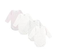 BABIDU | Lot de 4 Bodies Bébé Manches Longues Encolure Américaine - 100% Coton, Doux et Respirant - Mixte Garçon et Fille, Facile à Enfiler, Fabriqué en Europe